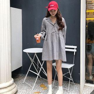 Check Loose-fit A-line Dress