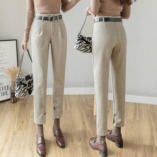 Fleece-lined Straight-fit Dress Pants