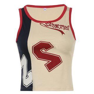 Numbering Color Block Tank Top
