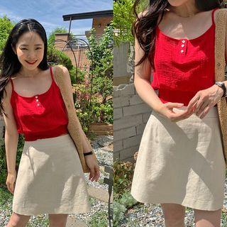 Strap-shoulder Blouson Top