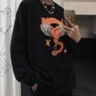 Long-sleeve Heart Print Loose-fit T-shirt
