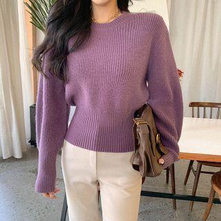 Drop-shoulder Rib Knit Top