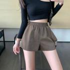 Faux-leather Elastic High-waist Shorts