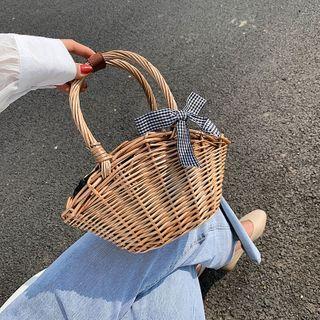 Woven Basket Handbag Coffee - One Size