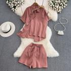 Set: Short Sleeve Shirt + Shorts + Camisole