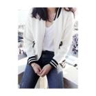 Contrast-trim Zip-up Cardigan