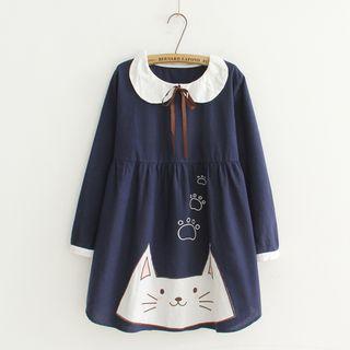 Peter Pan Collar Cat Applique A-line Dress
