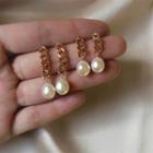 Faux Pearl Chained Sterling Silver Dangle Earring