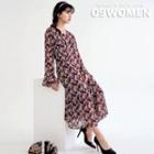 Plus Size Frill-hem Maxi Floral Dress