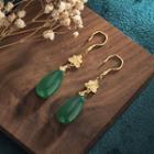 Faux Gemstone Alloy Dangle Earring Cp342 - Gold & Green - One Size