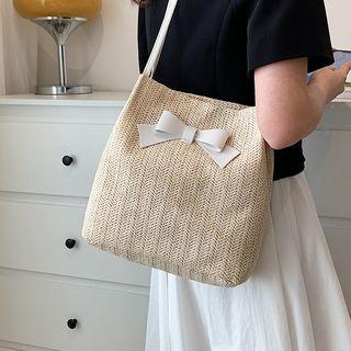 Bow Woven Tote Bag