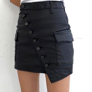 Inset Shorts Diagonal-button Mini Cargo Skirt