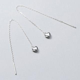 925 Sterling Silver Heart Dangle Earring S925 - 1 Pair - As Shown In Figure - One Size