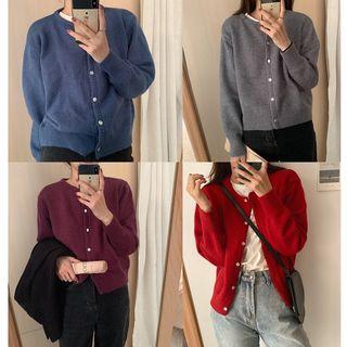 Multi-color Round-neck Cardigan