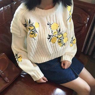 Lemon Embroidered Sweater