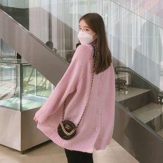V-neck Button-back Oversized Sweater