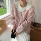 Plaid Button-up Jacket Pink - One Size