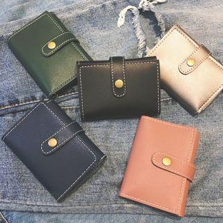 Contrast-stitching Buttoned Wallet
