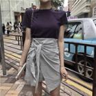 Short-sleeve Ripped T-shirt / A-line Mini Skirt