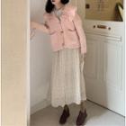 Plain Knit Jacket / Dotted Dress