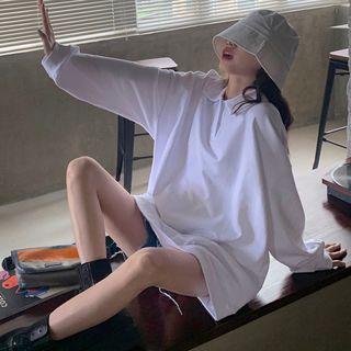 Plain Polo Sweatshirt White - One Size