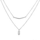 Geometric Pendant Layered Alloy Necklace 01 - 8191 - Silver - One Size