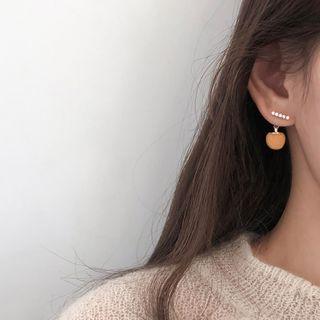925 Sterling Silver Rhinestone Bar Pom Pom Dangle Earring