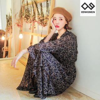 Plus Size Handkerchief-hem Floral Chiffon Dress