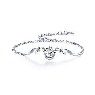 925 Sterling Silver Twelve Horoscope Aries Bracelet With White Cubic Zircon