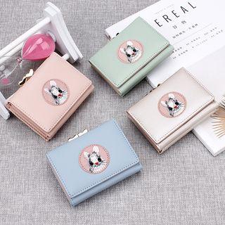 Faux Leather Embroidered Patch Clasp Wallet