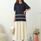 Ruffled Two-tone Long Dress