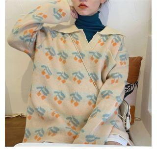 Floral Print Polo-neck Sweater