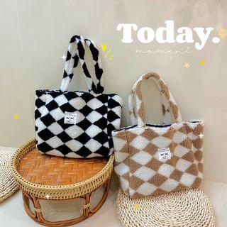 Argyle Fleece Tote Bag