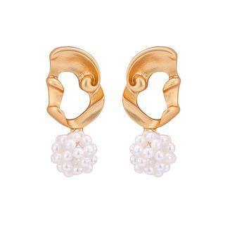 Faux Pearl Irregular Alloy Dangle Earring Gold - One Size