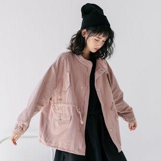 Mock-neck Plain Cargo Jacket