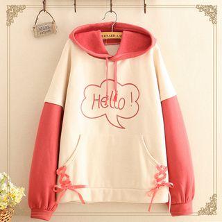 Hello Print Raglan-sleeve Hoodie