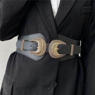 Metal Buckled Elastic Wide Belt