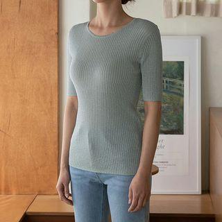 Glittered Ribbed Knit Top