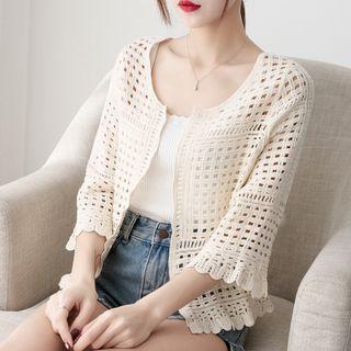 3/4-sleeve Pointelle Cardigan