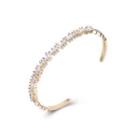 Fashion Plated Champagne Gold Open Bangle With White Cubic Zircon Champagne - One Size