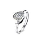 925 Sterling Silver Fashion Simple Geometric Cubic Zircon Adjustable Ring Silver - One Size