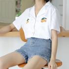 Short-sleeve Citrus Embroidered Shirt
