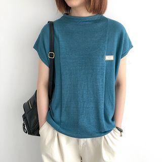 Applique Crew Neck Knit Top