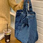 Shirred Denim Shopper Bag