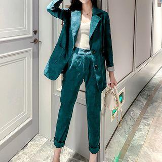 Set: Single-breasted Corduroy Blazer + Dress Pants
