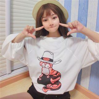 Print Bell-sleeve Sweatshirt
