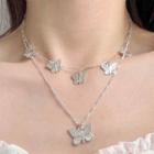 Alloy Butterfly Layered Necklace 0378a - Necklace - One Size