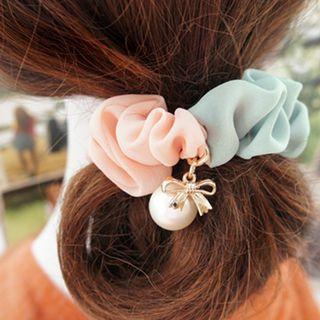 Faux Pearl Two-tone Fabric Hair Tie