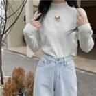 Mock-neck Cut-out T-shirt