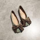 Square-toe Two-tone Bow Flats